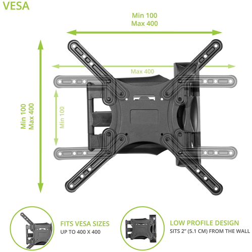 Kanto M300 Full Motion TV Wall Mount for 26" - 55" TVs - Black