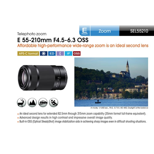 Objectif zoom E 6.3-210mm f/4.5-55 OSS de Sony - Boîte ouverte