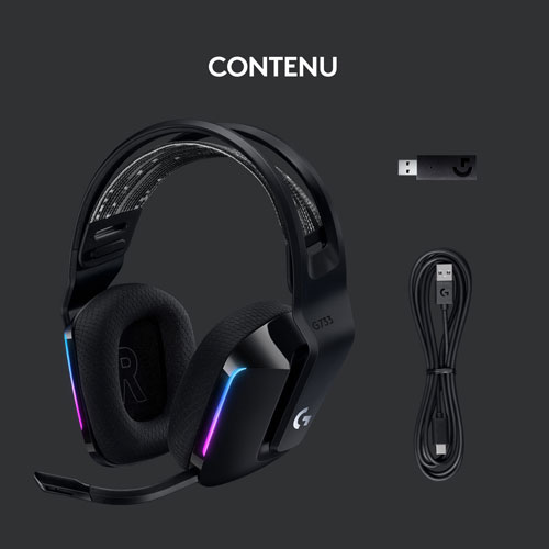 Casque de jeu sans fil RVB LIGHTSPEED G733 de Logitech - Noir