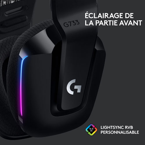 Casque de jeu sans fil RVB LIGHTSPEED G733 de Logitech - Noir