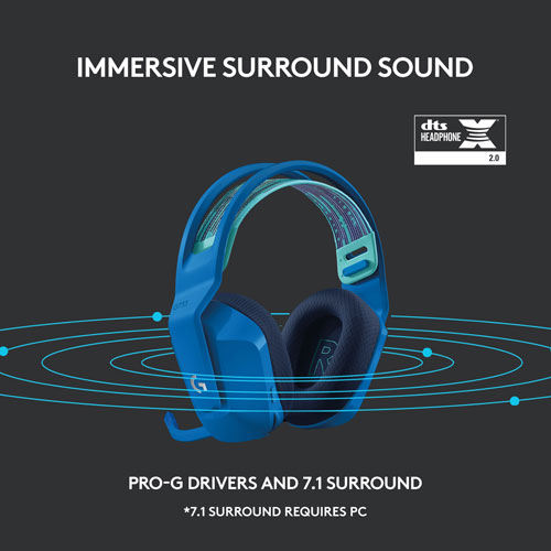 Casque de jeu sans fil RVB LIGHTSPEED G733 de Logitech - Bleu