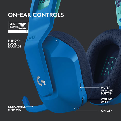 Casque de jeu sans fil RVB LIGHTSPEED G733 de Logitech - Bleu