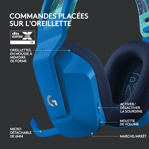 Casque de jeu sans fil RVB LIGHTSPEED G733 de Logitech - Bleu