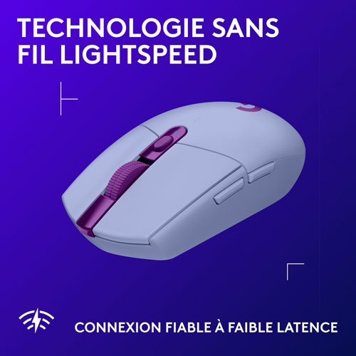 Souris de jeu optique HERO sans fil de 12 000 ppp G305 LIGHTSPEED de Logitech - Lilas