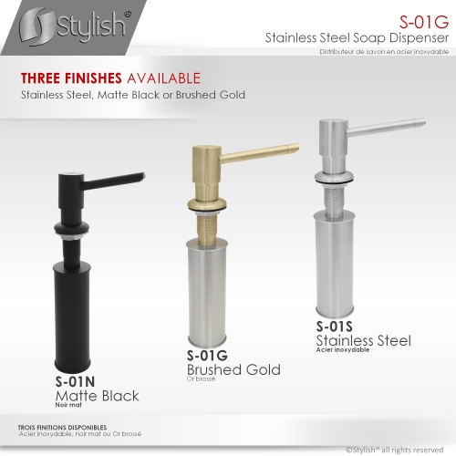 Stainless Steel Soap Dispenser - Gold Finish