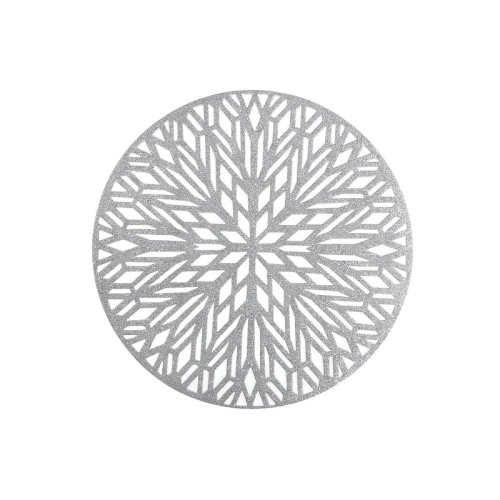 Round Pvc Cut Out Placemat With Glitter Snowflake Silver Set Of 12 Best Canada Round Pvc Cut Out Placemat With Glitter, Silver Glitter Placemats Round