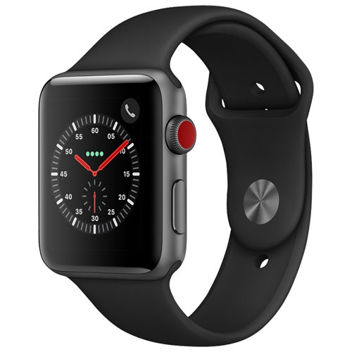 Apple Watch Series 3 (GPS + Cellular) 42mm Space Grey Aluminum Case with Black Sport Band by APPLE - Refurbished condition - Image 2