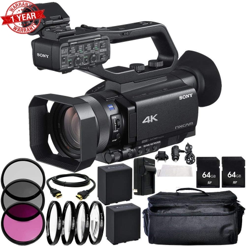 Sony HXR-NX80 Full HD XDCAM with HDR & Fast Hybrid AF- Includes 2x Replacement Batteries + AC/DC Rapic Home & Travel Charger + - US Version w/ Seller Warranty