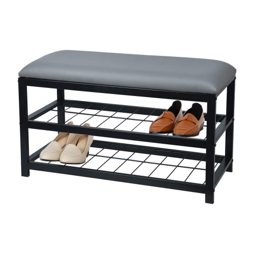 NOLA FURNITURE  Metal Bench With Shoe Storage -Grey