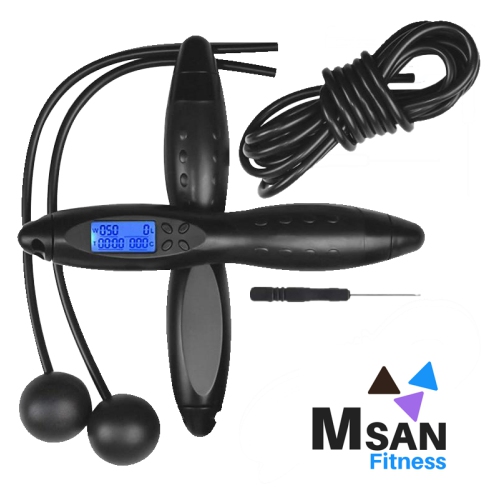 MSAN Fitness Electronic Cordless Skipping Rope with Fitness Tracker - Black