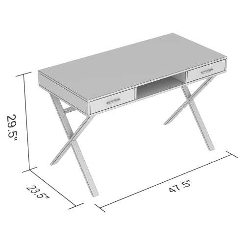 47"L Brown Reclaimed Wood Computer Desk with 2 Drawers, 1 Open Shelf and Black Metal