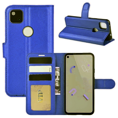 [CS] Étui pour Pixel 4a 4G de Google, étui portefeuille à rabat magnétique en cuir avec fente pour carte, bleu marine