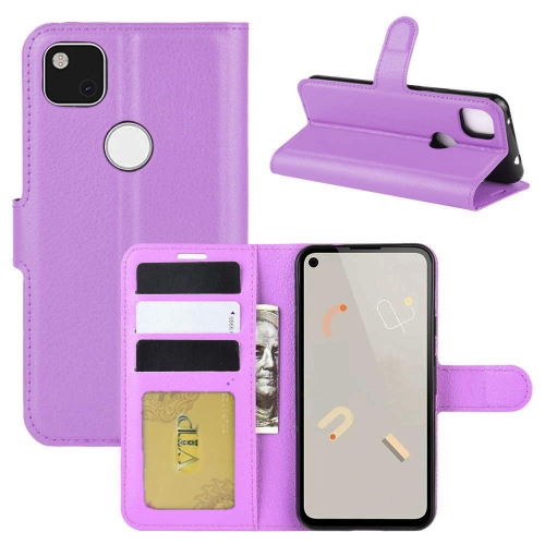[CS] Étui pour Pixel 4a 4G de Google, étui portefeuille à rabat magnétique en cuir avec fente pour carte, violet