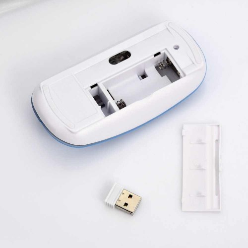 Ultra Slim USB Wireless Optical Mouse 2.4 GHz Receiver(Blue)