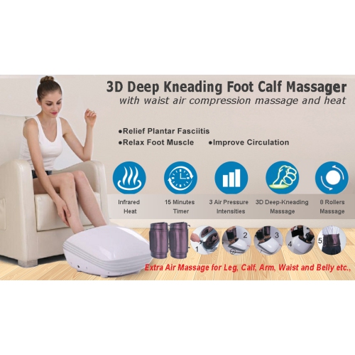 Foot Calf Massager Shiatsu Kneading Electric Massage Machine with Extra Two Massage Wraps for Calf Leg Waist