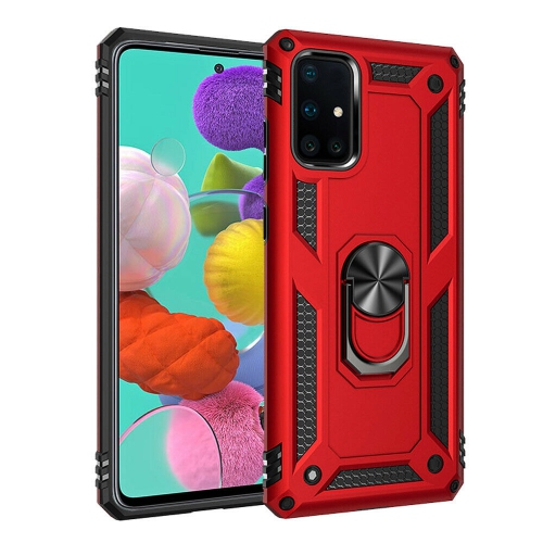 Samsung Galaxy A71 Red Shockproof Magnetic Car Mount Ring Case Cover