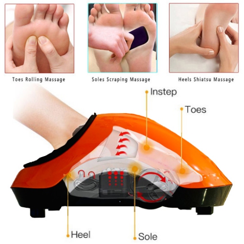 Shiatsu Foot Massager Deep Kneading Massage with Heat Rolling and Compression for Tired Muscles, Plantar Fasciitis, Neuropathy, MG-F18(O)