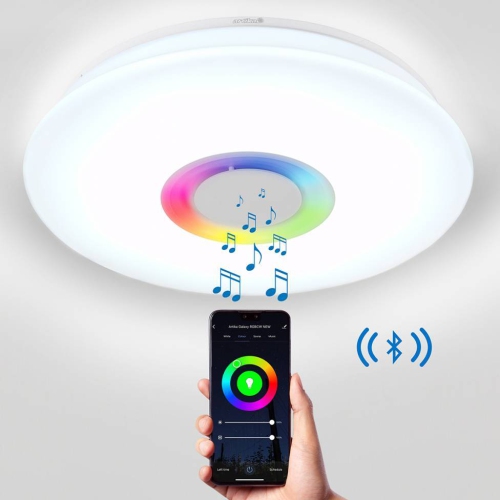 Artika Galaxy Smart Home LED Ceiling Light with Bluetooth Speaker, Aluminum & White