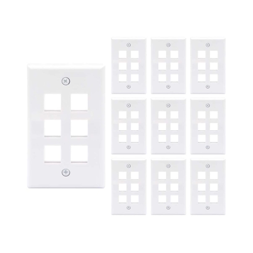 axGear 10 Packs Wall Plate 6 Port White Unbreakable Toggle Outlet Cover