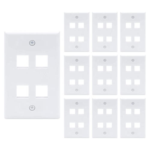 axGear 10 Packs Wall Plate 4 Port White Unbreakable Toggle Outlet Cover