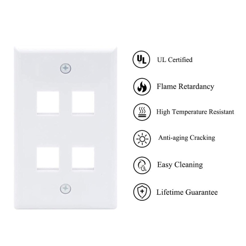 axGear 10 Packs Wall Plate 4 Port White Unbreakable Toggle Outlet Cover