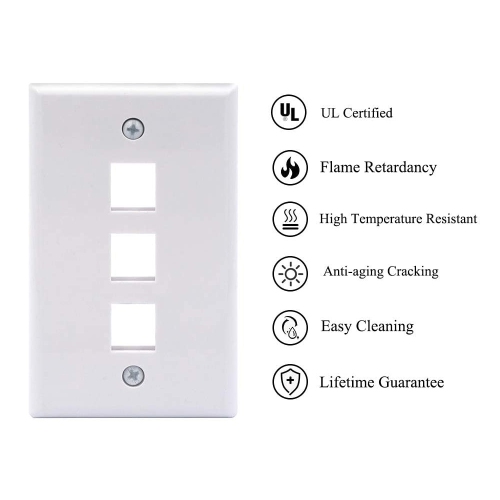 axGear 10 Packs Wall Plate 3 Port White Unbreakable Toggle Outlet Cover
