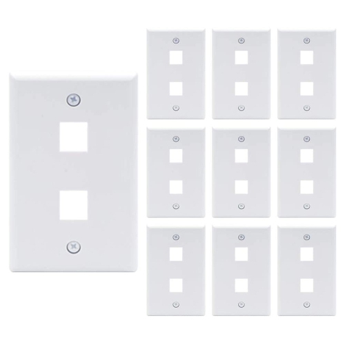 axGear 10 Packs Wall Plate 2 Port White Unbreakable Toggle Outlet Cover
