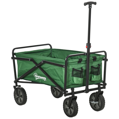 Outsunny Folding Wagon Garten Cart Collapsible Camping Trolley Steel Oxford