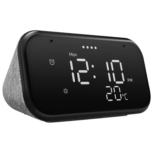 Horloge intelligente Smart Clock Essential de Lenovo avec Assistant Google - Tissu gris