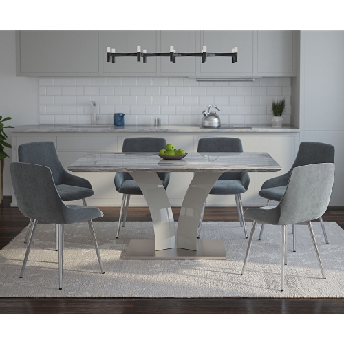 Isaac/Astrid 7Pc Dining Set - Grey Table/Grey Chair