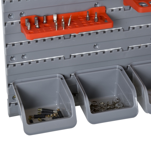 DURHAND 44PC Wall Mounted Storage Bins Parts Rack Kit with 2 Colour Parts, Hardware Screw Tool Organizer with Storage Bins, Pegboard and Hooks,