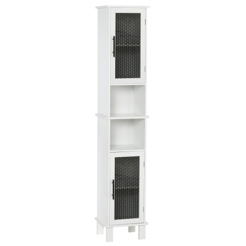 HOMCOM  69.5" Tall Bathroom Storage Cabinet, Free Standing Linen Tower With 2 Doors And Shelves for Kitchen, Living Room In White