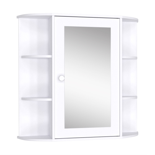 HOMCOM Bathroom Medicine Cabinet with Mirror, Wall Mounted Storage Cabinet with Mirrored Door & Shelves, Mirror Cabinet for Bathroom Living Room,