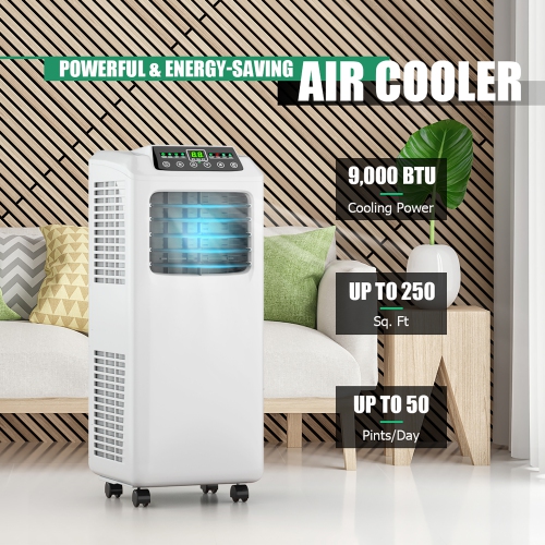 Costway 9,000 BTU Portable Air Conditioner & Dehumidifier Function Remote w/ Window Kit