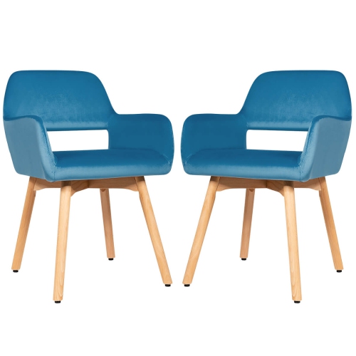 Costway Set of 2 Modern Accent Armchairs Velvet Fabric Leisure Chairs Club Guest