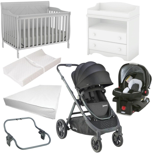 Baby Nursery 7-piece BUNDLE: Joovy Qool Stoller, SnugRide Car Seat, Changing Table & Mat