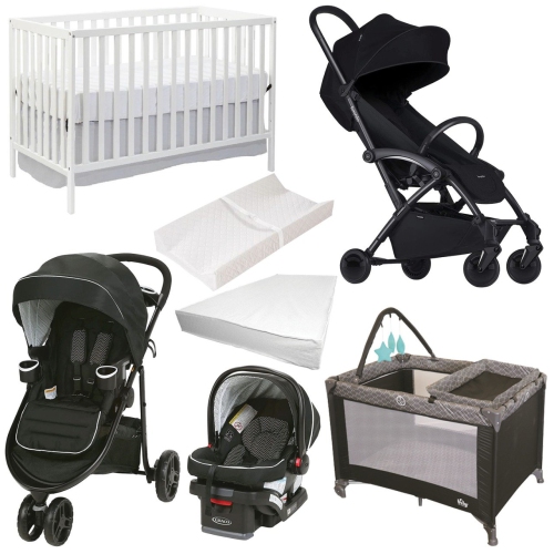 Baby Nursery Bundle Moderna Crib, Stroller Car Seat Playpen Bundle
