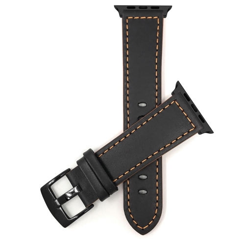 BANDINI  Extra Long Leather Watch Strap for Apple Watch Band 42MM (Series 11/10) /41MM / 40MM / 38Mm, Series 11 10 9 8 7 6 5 & Se, Black / / Black