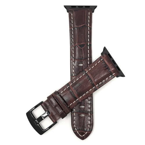 Bandini Extra Long Leather Watch Strap for Apple Watch Band 38mm / 40mm, Series 6 5 4 3 2 Brown / White / Black Hardware