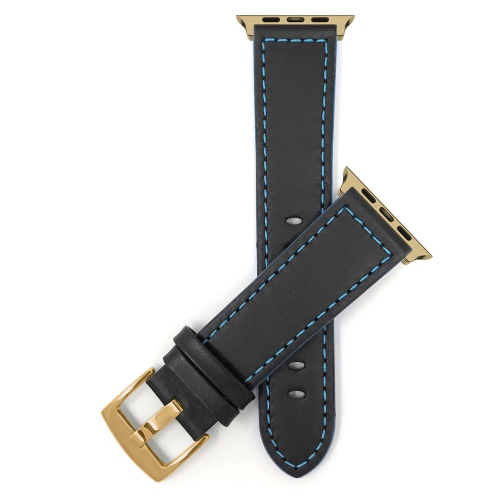 BANDINI  Extra Long Leather Watch Strap for Apple Watch Band 42MM (Series 11/10) /41MM / 40MM / 38Mm, Series 11 10 9 8 7 6 5 Se Racer, Black / /