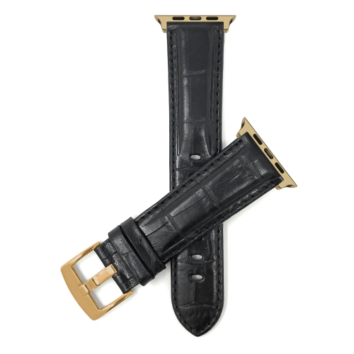 BANDINI  Extra Long (Xl) Leather Watch Strap for Apple Watch Band 42MM (Series 11/10) /41MM / 40MM / 38Mm, Series 11 10 9 8 7 6 5 & Se / Gold Hardware