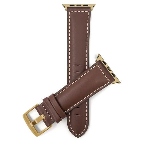 BANDINI  Extra Long (Xl) Leather Watch Strap for Apple Watch Band 42MM (Series 11/10) /41MM / 40MM / 38Mm, Series 11 10 9 8 7 6 5 & Se / Gold Hardware