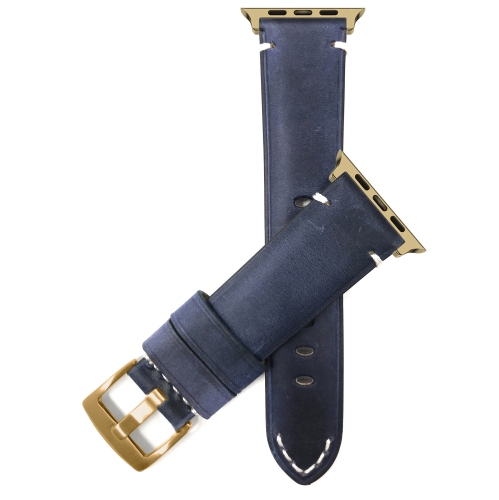 Bandini Extra Long Leather Watch Strap for Apple Watch Band 46mm / 49mm / 45mm / 44mm / 42mm, Series 11 10 9 8 7 6 5 SE, Ultra 3 2 1 Distressed, Blue