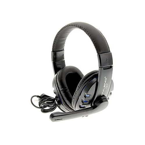 OVLENG – Casque d’écoute stéréo 3D Q7 USB, casque d’écoute stéréo, microphone pour ordinateur portatif et console de jeu PS4 noir et bleu
