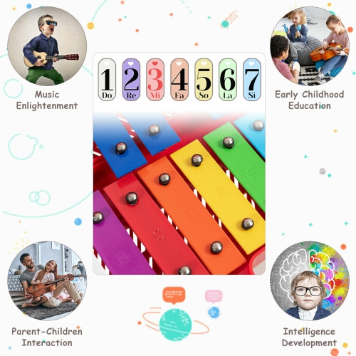 Gymax 25 Notes Glockenspiel Chromatic Metal Xylophone w/ Red Case and 2 Mallets