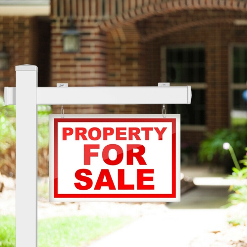 Gymax 2 PCS 6' UPVC Real Estate Sign Post Open House Yard Home for Sale White W/Stake