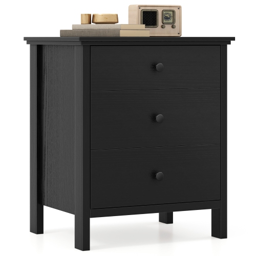 Gymax Nightstand w/ 3 Drawer for Bedroom Compact Storage Chest Modern Sofa Side