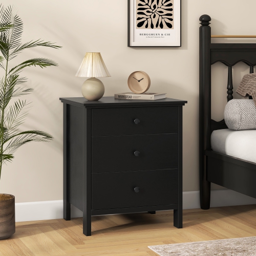 Gymax Nightstand w/ 3 Drawer for Bedroom Compact Storage Chest Modern Sofa Side