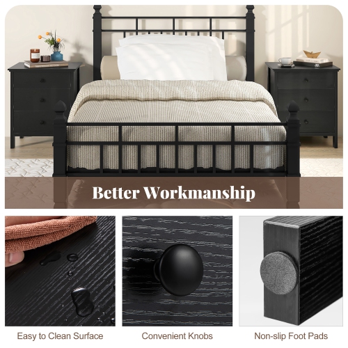 Gymax Nightstand w/ 3 Drawer for Bedroom Compact Storage Chest Modern Sofa Side