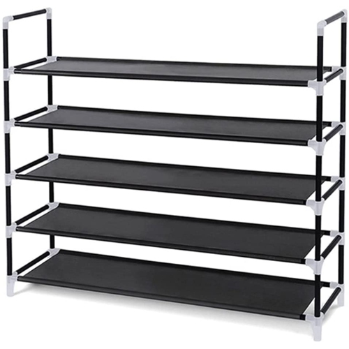 Stanz 5-Tier Shoe Rack, Shoe Tower Shelf Entryway Cabinet Storage Organizer, Black